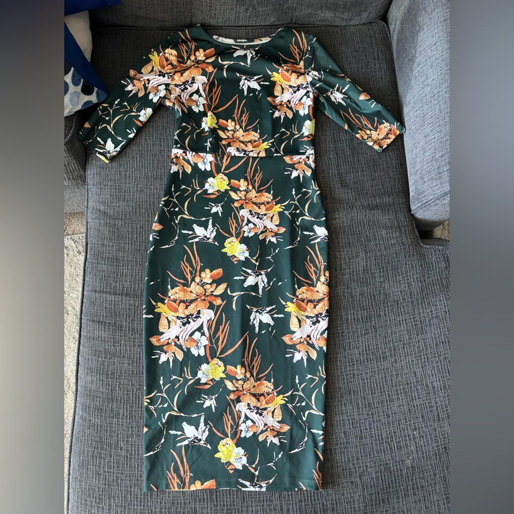 Dress green floral size M